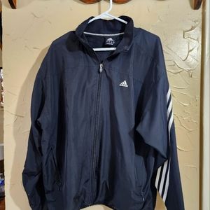 Adidas black and white  windbreaker jacket coat full zip Large